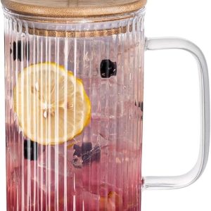 Ijskoffie glazen - Helder Glas - 1000 ml - Glazen Beker met Deksel en Rietje - Voor Smoothies en Cocktails