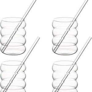 Ijskoffie glazen - Transparant - 350 ml - Glas longdrinkglazen met glazen rietje - Voor dagelijks gebruik