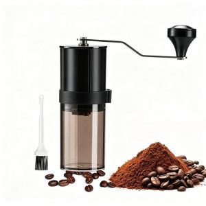 KZQ handmatige koffiemolen - Keramische maalsteen, instelbare maalgraad - Lichtgewicht en draagbaar, compact - Geschikt voor espresso, French press, kamperen en reizen - Capaciteit: 30 g - Zwart - Inclusief schoonmaakborstel