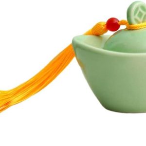 Keramische Bewaarbus - Thee Pot Snacks Pot - Keuken Organisatie - Luchtdichte Sluiting - 8x6cm x 2 stuks - Groen