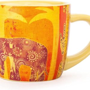 Keramische Mok - Theekop Koffiecup - Geniet Moment - Uniek Symbool Bodem - 300 ml - Oranje Geel