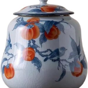 Keramische Voedselpot - Opslagbus Decoratief - Bewaren Losse Bladeren - Hoge Temperatuur Gebakken - 800 ml Capaciteit - Crackle Patroon