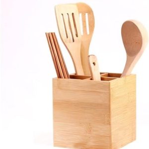 Keukengerei houder - Opberger kookgerei - Keuken organiseren - Verplaatsbare binnenverdeler - 13.5 x 13.5 x 14.5 cm - Naturel