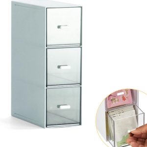 Keukenorganizer met 3 laden, opbergdoos voor theezakjes, koffiepads, theebox met 3 laden, make-uptafel-organizer, theedoos van kunststof voor thee, koffie, specerijen en andere levensmiddelen