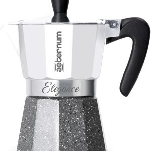 Klassieke Espressomaker Aluminium Wit en Steengrijs voor 3 Koppen