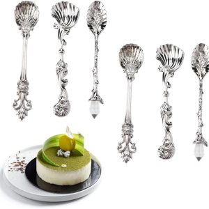 Koffie Espresso Lepels Set van 6 Kleine Lepels Vintage Bestek Suiker Lepel Thee Dessert Soep Lepels Theelepels Koffie Roerstaafjes voor Keuken Eetbar