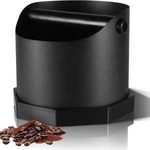 Koffie Knock Box, 1,6 L RVS Koffie Puck Bin met Afneembare Knock Bar & Antislip Basis, Koffie Plek Bin voor Espressomachine Accessoires, Thuis (Mat Zwart)