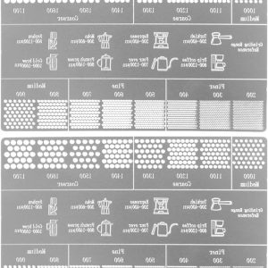 Koffie Maalgraad Kaart - Maalmeter Koffiebonen - Koffiebereiding Verbeteren - Roestvrij Staal - 2 stuks - Zilverkleurig