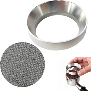 Koffie doseerring 51 mm met puck screen 51 mm, metalen filterhouder doseerring voor espressomachine, doseertrechter 51 - ShopVlot