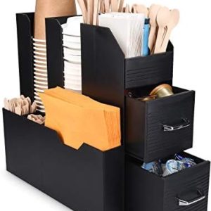 Koffie en thee organizer - Bakjes voor koffie cups suiker melk roerstaafjes en theezakjes - Koffiecups houder