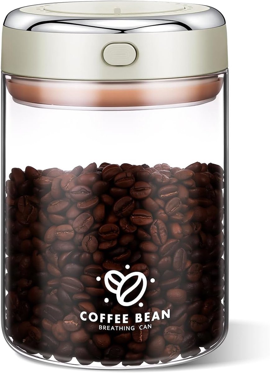 Koffiebewaarbus - Bonen opslag - Verse koffie - CO2 ventiel datumwiel - 17.5 x 11 cm - Transparant