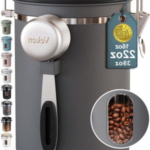 Koffiebewaarbus - Keuken Opslag - Vers Houden - Met Datummeter - 620 gram - Grijs