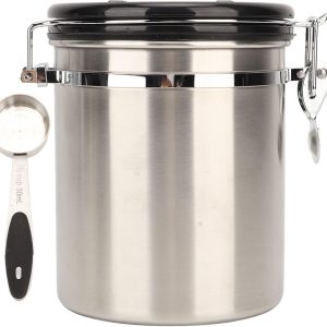 Koffiebewaarbus - Vershoudbus - Koffie vers houden - Met datumtracker - 1.5 liter - Zilver