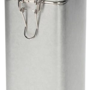 Koffieblik / bewaarblik - zilver - beugelsluiting - 12 x 8 x 20 cm - rechthoekig - bonen / filterkoffie / cups