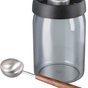 Koffieblik, luchtdicht, 1000 ml/1300 ml, met 15 ml roestvrijstalen lepel, uitlaatventiel, koffiebonenhouder, glas, vacuümcontainer, koffiebonen, 330 g/450 g, bonen, thee, koffiepads