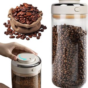 Koffieblik luchtdicht: 1700ml koffieblik met afvoerventiel en datumweergave, vacuüm koffieblik transparant koffiebonen bewaarblik voor koffiebonen, noten, cacao, theeblaadjes