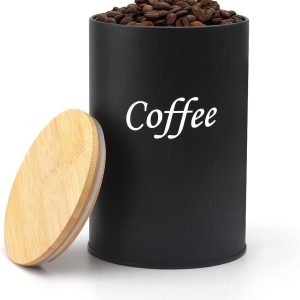 Koffieblik luchtdicht, 500 ml koffiebonenhouder, zwarte koffiepads opslag, koffieblik voor gemalen koffie, koffiecapsules, koffiebonen opslag, koffiehouder, koffiebar koffiepaddoos