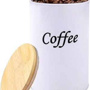 Koffieblik luchtdicht, koffiebonenhouder, koffiepads opslag, keukenkoffiecontainer voor bonen, 500 ml, geschikt voor het bewaren van droge koffiebonen (wit)
