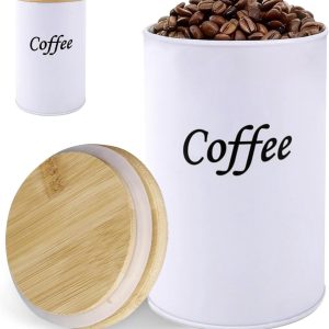Koffieblik luchtdicht, witte koffiebonenhouder, koffiebonen opslag, witte luchtdichte voorraadpot voor koffiebonen, gemalen koffie, koffiezakken en het bewaren van koffie