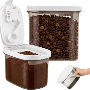 Koffieblikjes, set van 2, 1000 + 1800 ml, luchtdicht, stapelbaar en