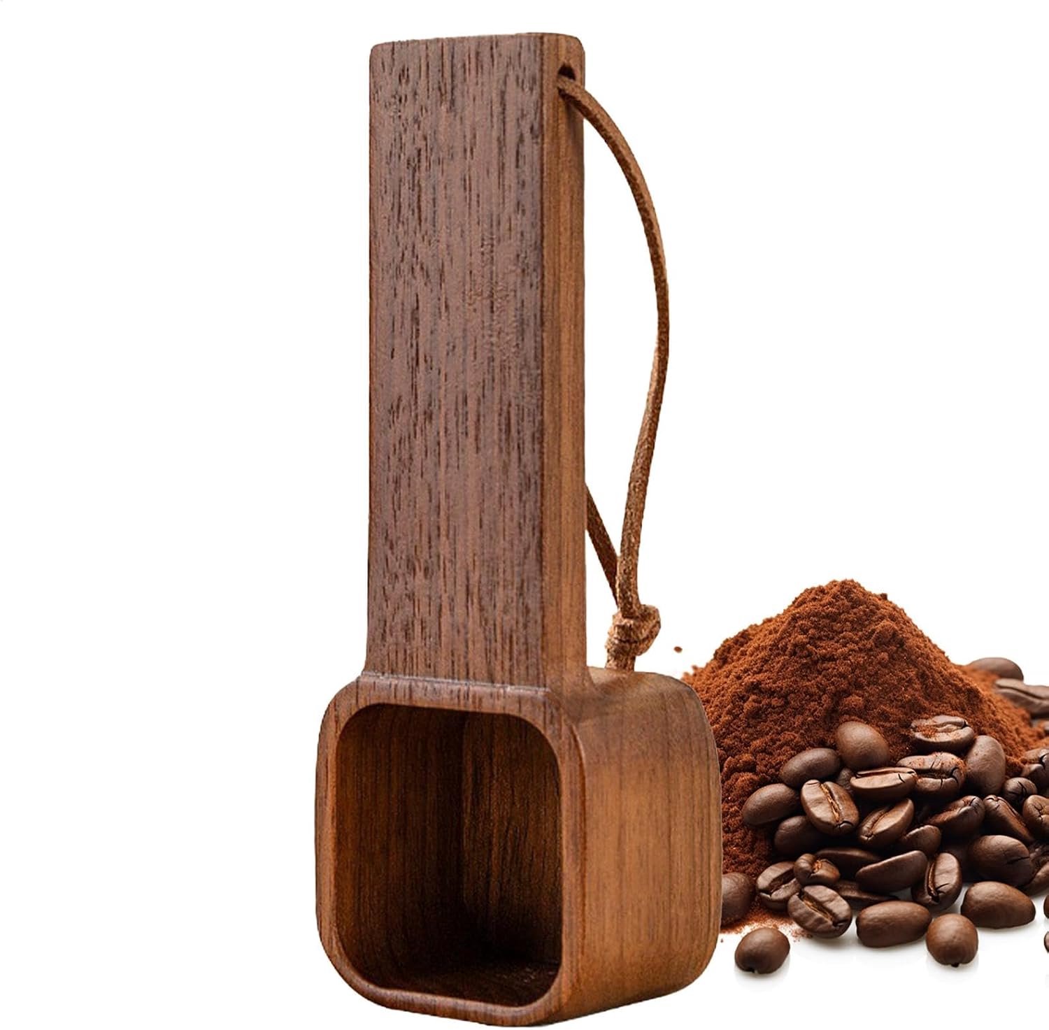 Koffiebolletjes | Koffieschep - Houten Koffie Maatlepel, Maatlepel Koffie Schep lepel, Houten Maatlepel, Natuurlijke Walnoot Massief Houten Lepel voor Kruiden Thee