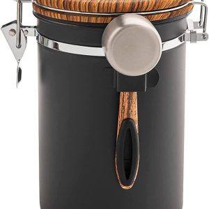 Koffiebonen container - Voorraadpot keuken - Koffie vers houden - Luchtdichte sluiting - 115 x 185 cm - Zilverkleurig