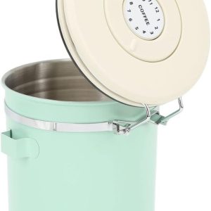 Koffiebus, One Way Valve Dual Mode Mint Green Food Canister Datum Wiel Roestvrij Staal voor Thuis (1.8L)