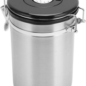 Koffiebus Roestvrijstaal - Luchtdichte Container - Koffiebonen Bewaren - Met Datum Tracker - 1.8 Liter - Zilverkleurig