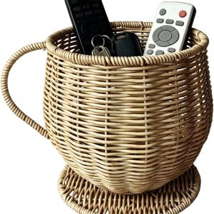 Koffiecapsule Organizer - Bekervormige Opberger - Aanrecht Opbergen - Aantrekkelijke Geweven Textuur - 19x18.5x19 cm - Abrikoos