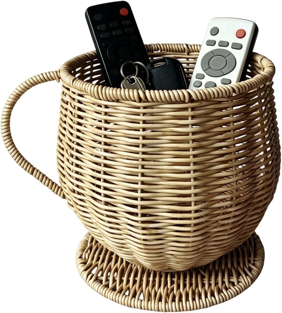 Koffiecapsule Organizer - Bekervormige Opberger - Aanrecht Opbergen - Aantrekkelijke Geweven Textuur - 19x18.5x19 cm - Abrikoos