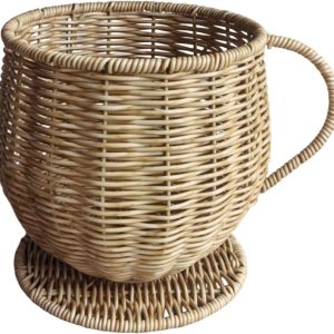 Koffiecapsulehouder - Opberger Bekervorm - Koffiehoek Organiseren - Aantrekkelijke geweven textuur - 19x18.5x19 cm - Abrikoos