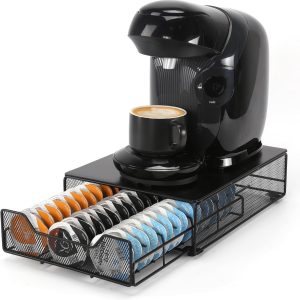 Koffiecapsulehouder met lade - Opbergdoos voor 48 koffiekopjes - Ideaal voor Tassimo en andere capsules - Zwart