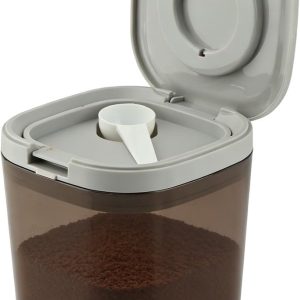 Koffiecontainer met klapdeksel en aangehecht schepje, 1300 ml, lichtdichte bewaarbus voor gemalen koffie, koffiebonen en theebladeren