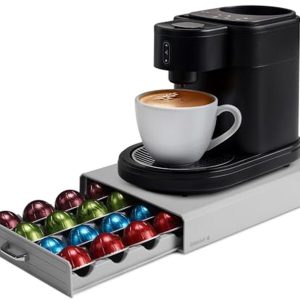 Koffiecup Houder - Capsule Organizer - Keuken Organiseren - Compatibel met Vertuo - 38.5 x 23.5 x 5.5 cm - Grijs