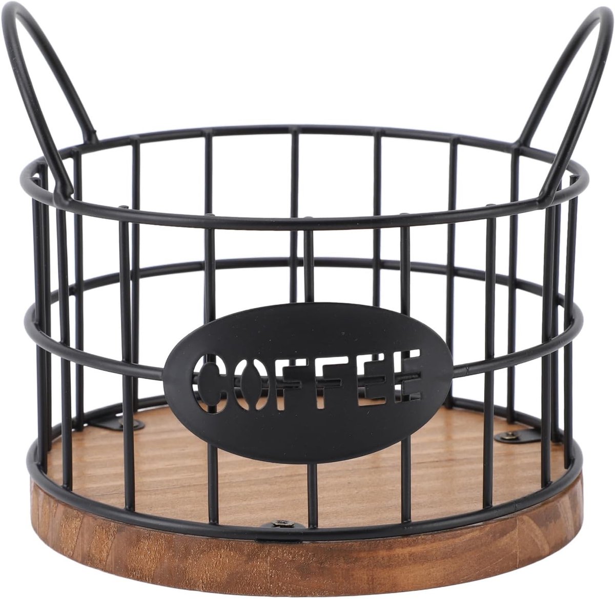 Koffiecup Houder met Grote Capaciteit, Organizer met Houten Basis, Ideaal voor Keuken en Kantoor, Koffiecup Opbergmand, Decoratie voor Koffiebar