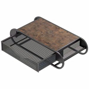 Koffiecup Houder met Lade - Compact Opbergsysteem Cups en Accessoires - voor koffiehoek en bureau - Zwart IJzer - Grijs