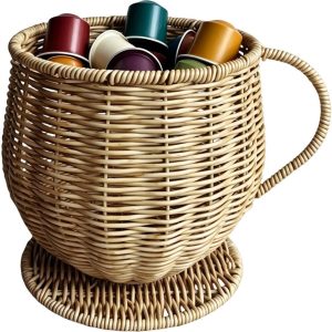 Koffiecup Organizer - Bekervormige Opberger - Keuken Organiseren - Ruimtebesparend Ontwerp - 19x18.5x19 cm - Abrikoos