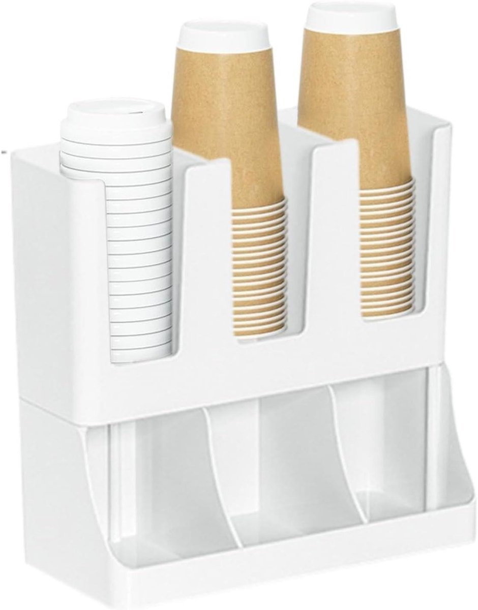 Koffiecup Organizer - Serveertafel Station - Aanrecht Organiseren - Zes Flexibele Vakken - 31 x 30 x 14 cm - Wit