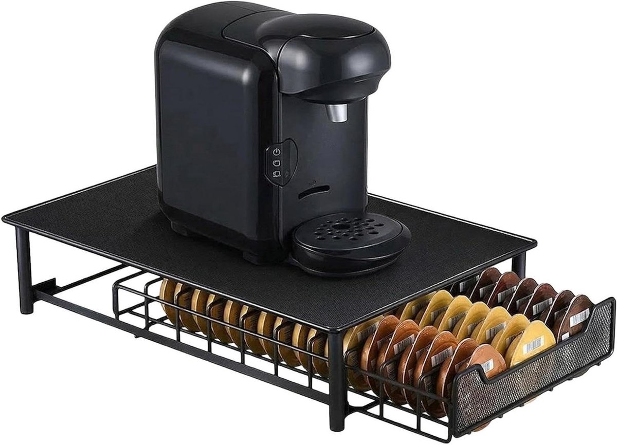 Koffiecups Opberglade - Pod Organizer - Keuken Organiseren - Snel Toegankelijk - 60 Cups - Zwart