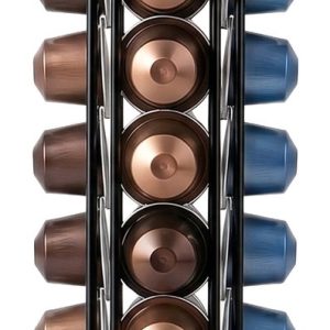 Koffiecups houder - Capsulehouder - Geschikt voor Nespresso - Voor 40 cups - 360° Draaibaar - Zwart