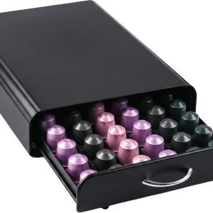 Koffiecups houder - Capsulehouder - Geschikt voor Nespresso - Voor 60 cups - Met lade - Zwart