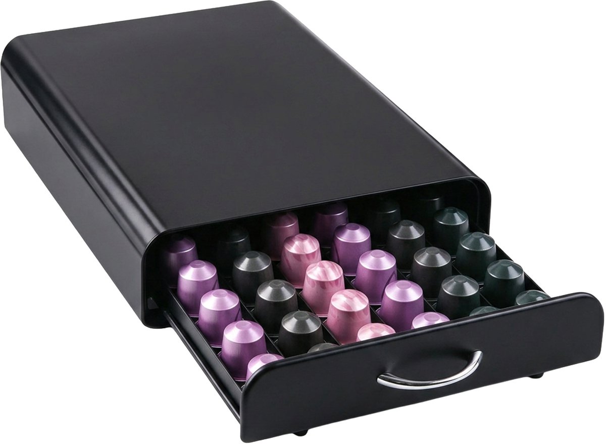Koffiecups houder - Capsulehouder - Geschikt voor Nespresso - Voor 60 cups - Met lade - Zwart