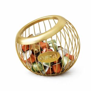 Koffiecups houder - Capsulehouder nespresso - Capsulehouder dolce gusto - ijzer - Goud - XL