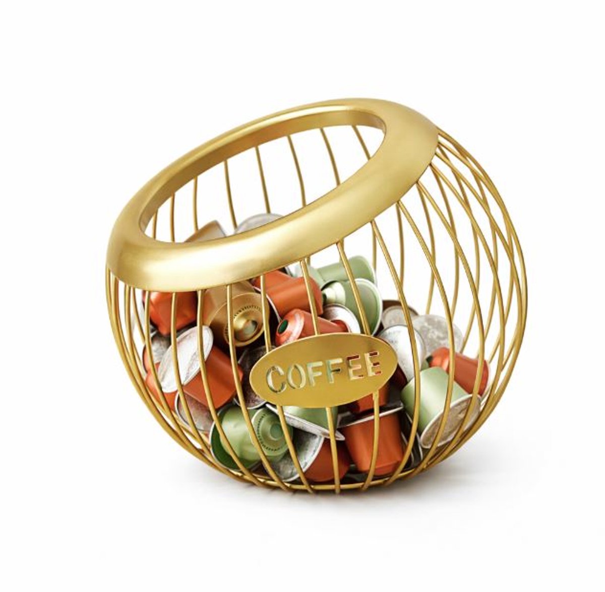Koffiecups houder - Capsulehouder nespresso - Capsulehouder dolce gusto - ijzer - Goud - XL