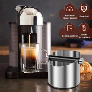 Koffiedispenser van roestvrij staal Geschikt voor rubberen voet en afneembare aandrukstaaf, spatwaterdicht, Geschikt voor portafilters en espressomachines.