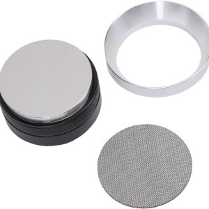 Koffiedoseerring Tamper en Puck Screen Kit Roestvrijstalen Koffiemachineaccessoires met Doseertrechter en Tamper voor filterhouder (58MM)
