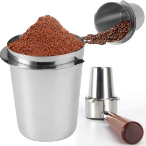 Koffiefilterhouder Doseerbeker - Koffiedispenser Opvangbeker - Espressomachine Koffiebereiding - Dubbel Oor Design - 51 mm - Zilver