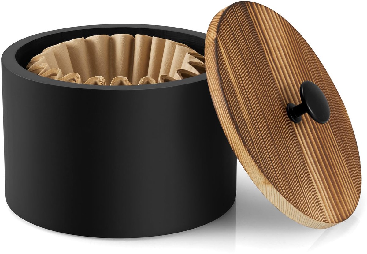 Koffiefilterhouder van Hout - Filterhouder voor Papieren Koffiefilters, Koffiepads & Koffiehoek, Compact en Stofvrij
