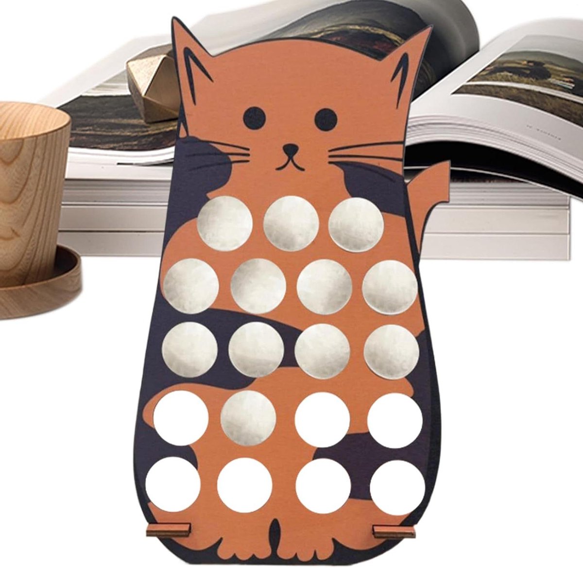 Koffiehouder Aanrecht - Koffiecup Organizer - Keuken Organiseren - Cartoon Kat Design - 24 Cups - Oranje Zwart