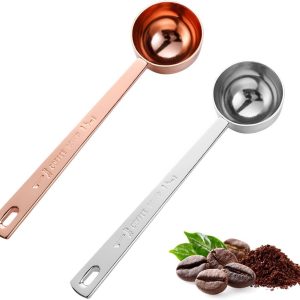 Koffielepel 2 stuks, roestvrij staal, hoogglans gepolijst, theelepel voor thuis, hotel [zilver + roségoud]